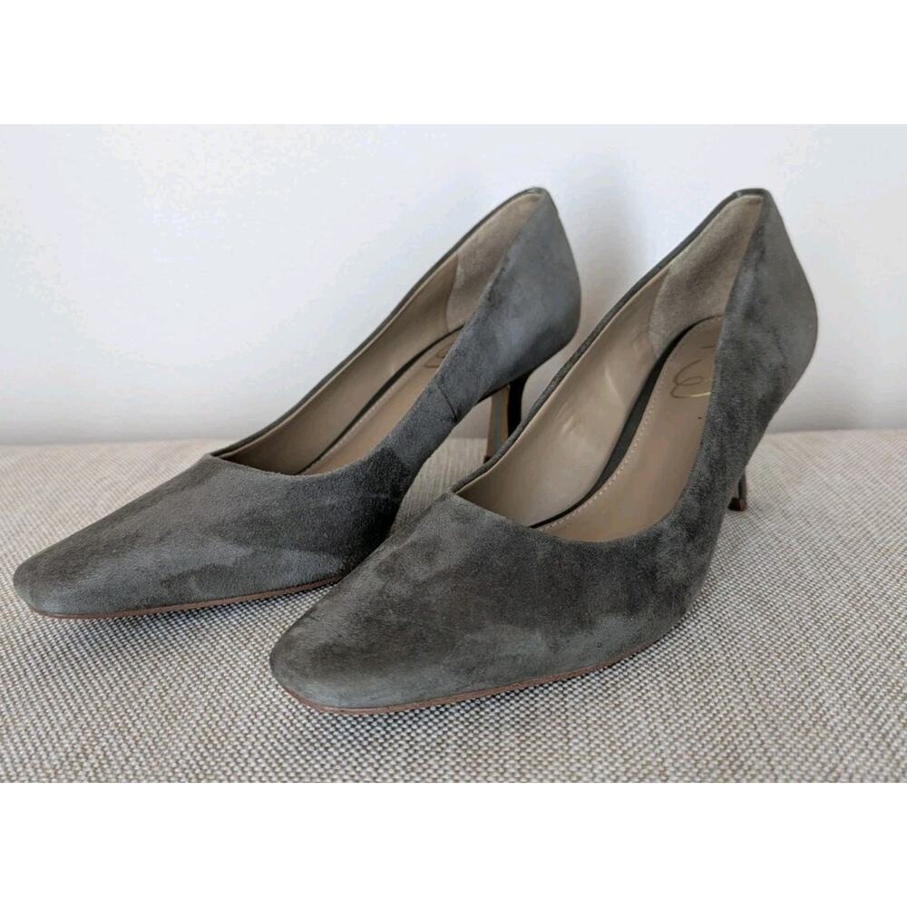 Sam Edelman Rika Alpine Green Suede Kitten Heel Slip On Pointed Toe Pump Sz 6.5